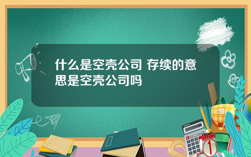 什么是空壳公司 存续的意思是空壳公司吗